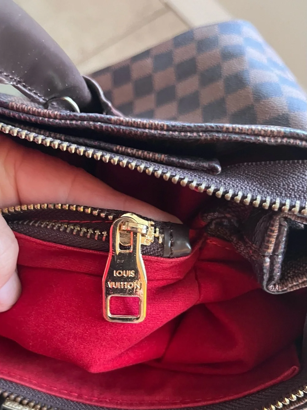 Designer-Inspired Women's Red Tote Bag with Gold Hardware